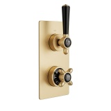 Booth & Co. Axbridge Brushed Brass 1 Outlet 2 Black Handle Shower Valve